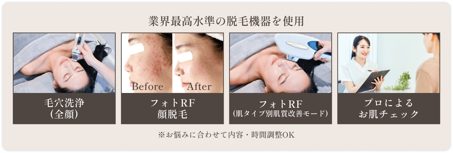 業界最高水準の脱毛機器を使用 ※お悩みに合わせて内容・時間調整OK